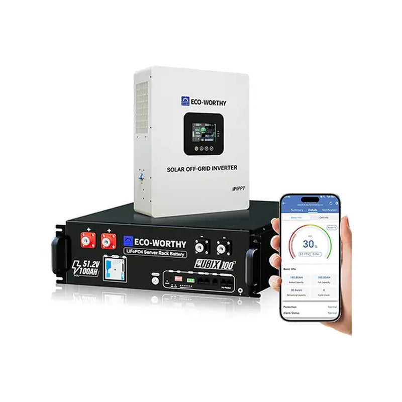 ECO-WORTHY Portable Power Station with Lifepo4 Cells, 5120Wh Large Capacity Battery Pack, 5000W AC Power Supply Inverter, 1Hr/2.5Hr Fast Charging, Bluetooth & Wifi App Control, Home Backup Emergency Solution