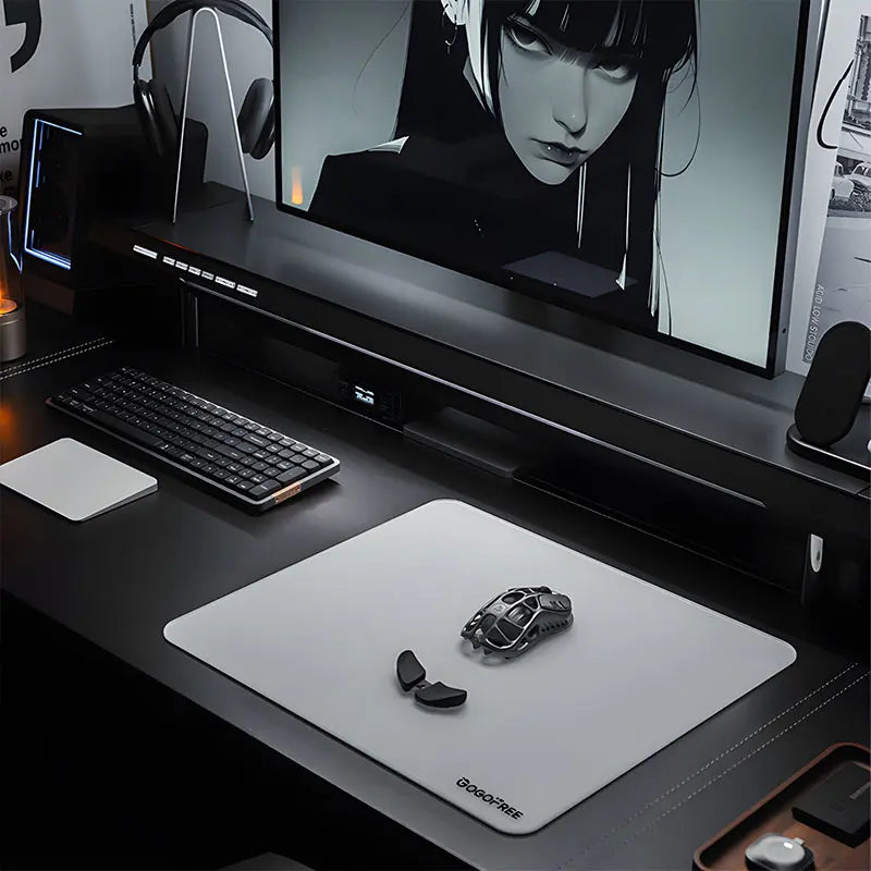GOGOFREE Glass Gaming Mouse Pad - XL Size 19.7X15.7" Premium Tempered Glass Desk Mat, Micro-Etched Surface for Top Speed, Control & Precise Aim, Water-Resistant, Low-Friction, Non-Slip, Durable Esports Computer Gamer Accessory, Gaming Desk Mat, Glass Mous