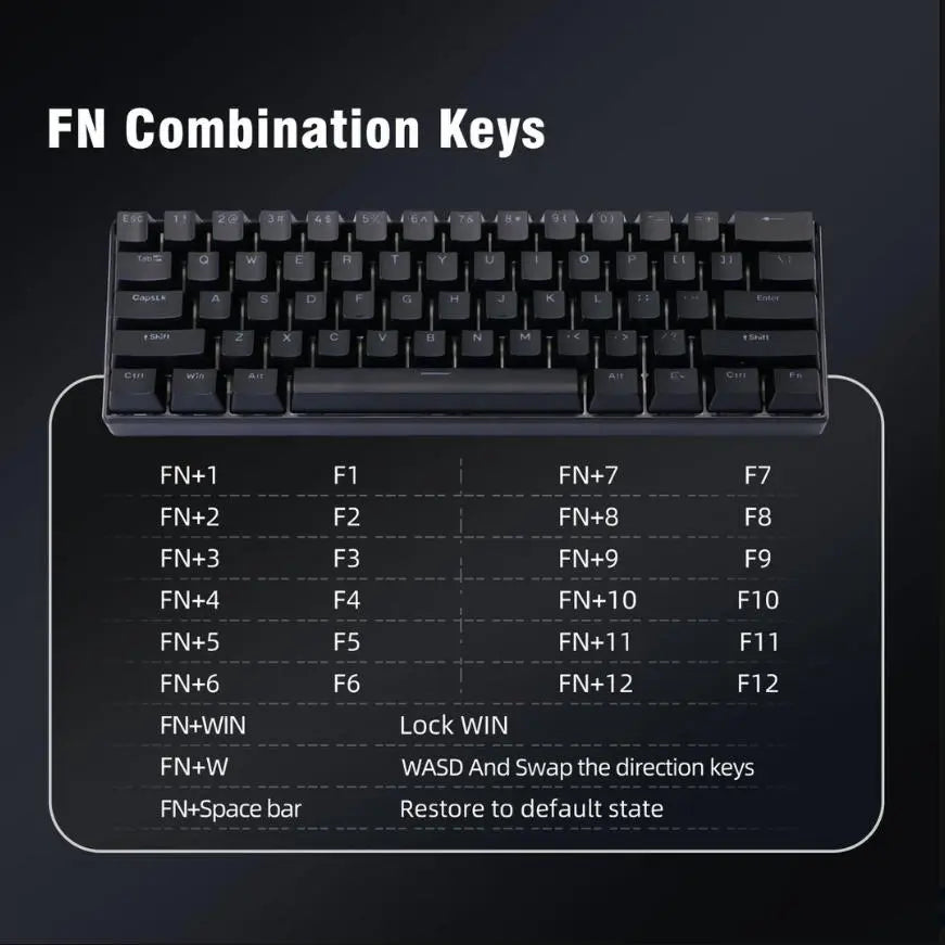KAVLORN KL61 60% Hot Swappable Mechanical Keyboard, 61 Keys RGB Backlit Wired Gaming Keyboard, Blue Switch PBT Keycaps, Compact Mini Keyboard for PC Mac Laptop Gamers