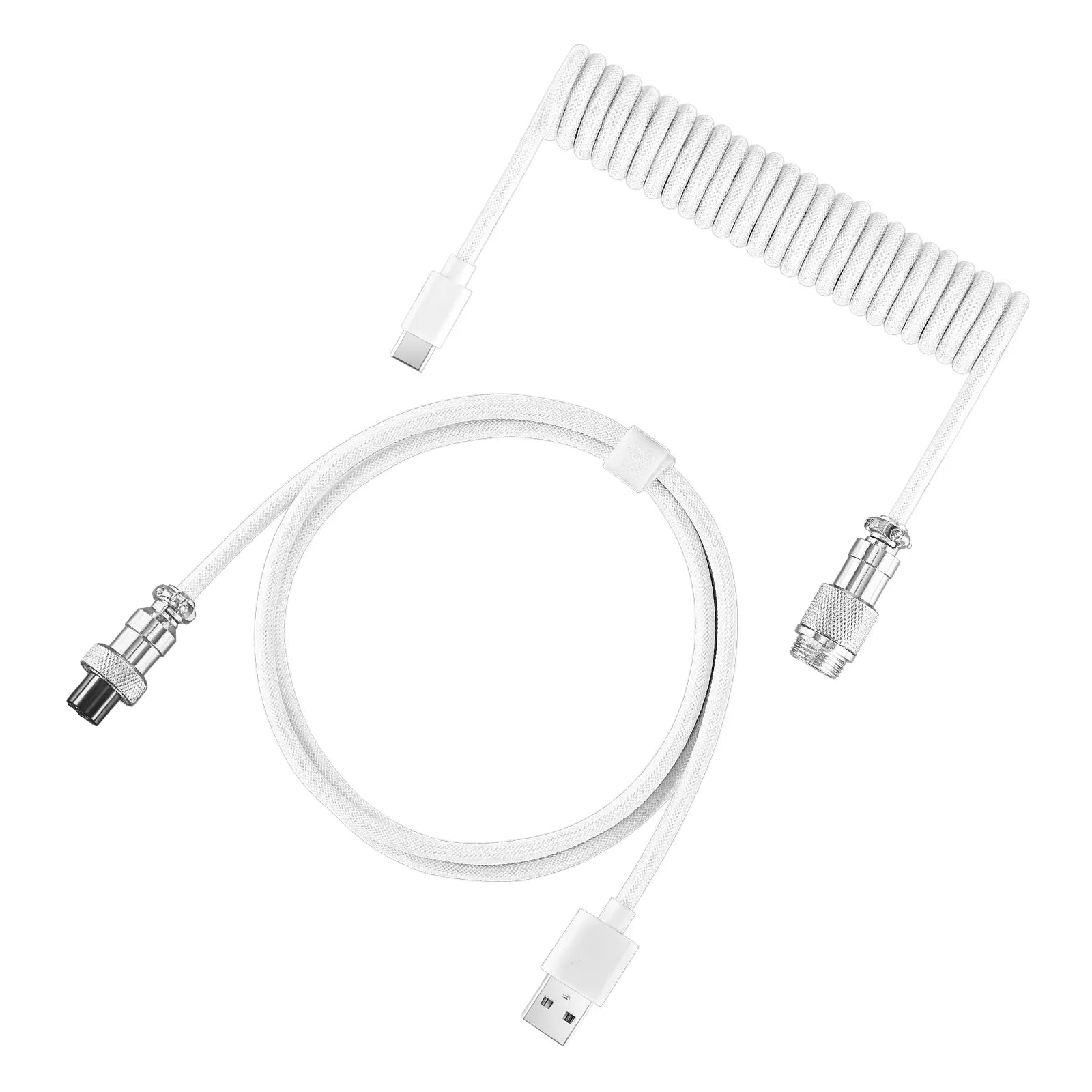 Coiled Aviator Cable for Mechanical Keyboard, USB-C Detachable Braided Cable, 8K Fast Response for Gaming Desk Setup