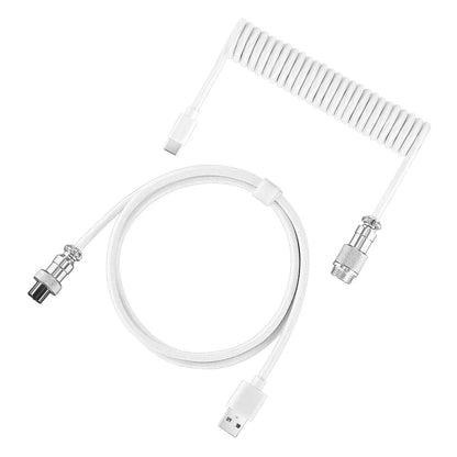 Coiled Aviator Cable for Mechanical Keyboard, USB-C Detachable Braided Cable, 8K Fast Response for Gaming Desk Setup