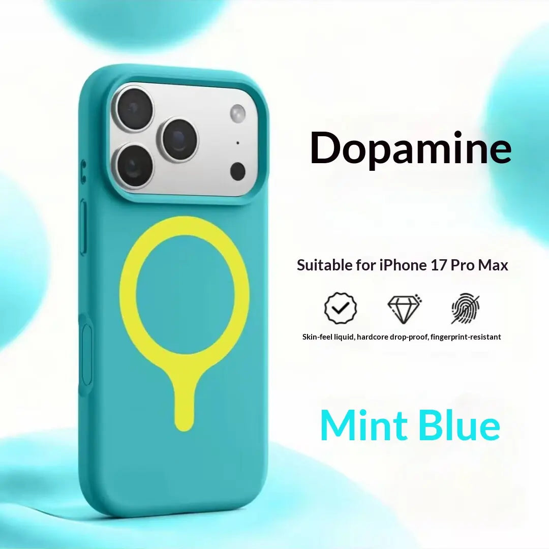 Suitable for 17Promax, Genuine Liquid Silicone Phone Case, Dopamine Racket Magnetic Ring, Ip16 Full Cover, Fits Ios