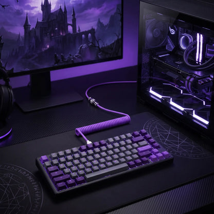 Coiled Aviator Cable for Mechanical Keyboard, USB-C Detachable Braided Cable, 8K Fast Response for Gaming Desk Setup