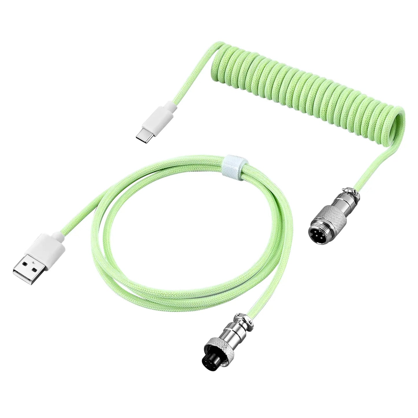 Coiled Aviator Cable for Mechanical Keyboard, USB-C Detachable Braided Cable, 8K Fast Response for Gaming Desk Setup