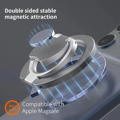 2-In-1 Magnetic Phone Ring Holder, 360° Rotatable Zinc Alloy Dual Magnet Grip, Magsafe-Compatible Universal Stand for Mobile Accessories, Smartphone Users, Easy Install, Secure Anti-Drop, Box Pack