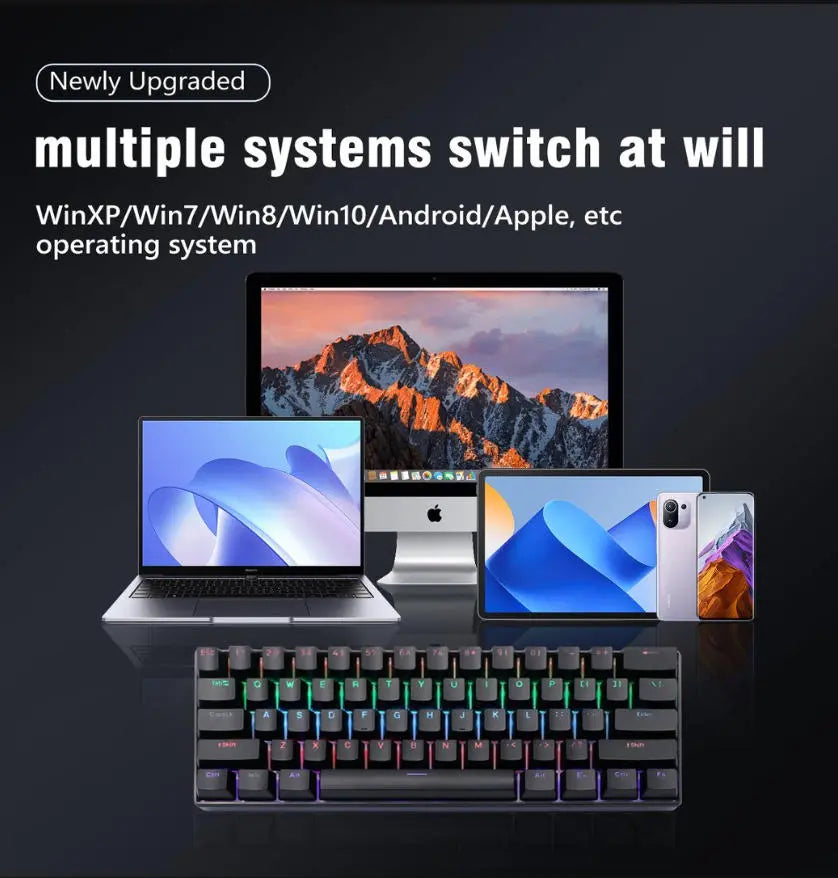 KAVLORN KL61 60% Hot Swappable Mechanical Keyboard, 61 Keys RGB Backlit Wired Gaming Keyboard, Blue Switch PBT Keycaps, Compact Mini Keyboard for PC Mac Laptop Gamers