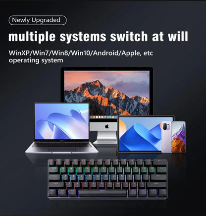 KAVLORN KL61 60% Hot Swappable Mechanical Keyboard, 61 Keys RGB Backlit Wired Gaming Keyboard, Blue Switch PBT Keycaps, Compact Mini Keyboard for PC Mac Laptop Gamers