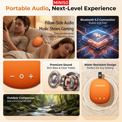 MINISO M105 Compact Wireless Bone Conduction Under-Pillow Sleep Speaker, Portable Hifi Waterproof Bluetooth Speaker with Built-In White Noise, 15H Standby, Stable Connection for Bedroom Camping, Wireless Speakers