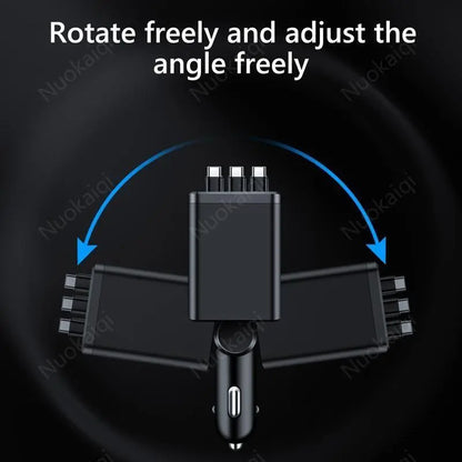 120W Max Multi-Port Charging Power Hub - High Speed Fast Charger, Vehicle/Auto Accessories, PD20W USB-A 65W, Tangle-Free Retractable Cables, Starry LED 1-Click Galaxy Projector for Phone Pad Laptop Car, High Speed Charger