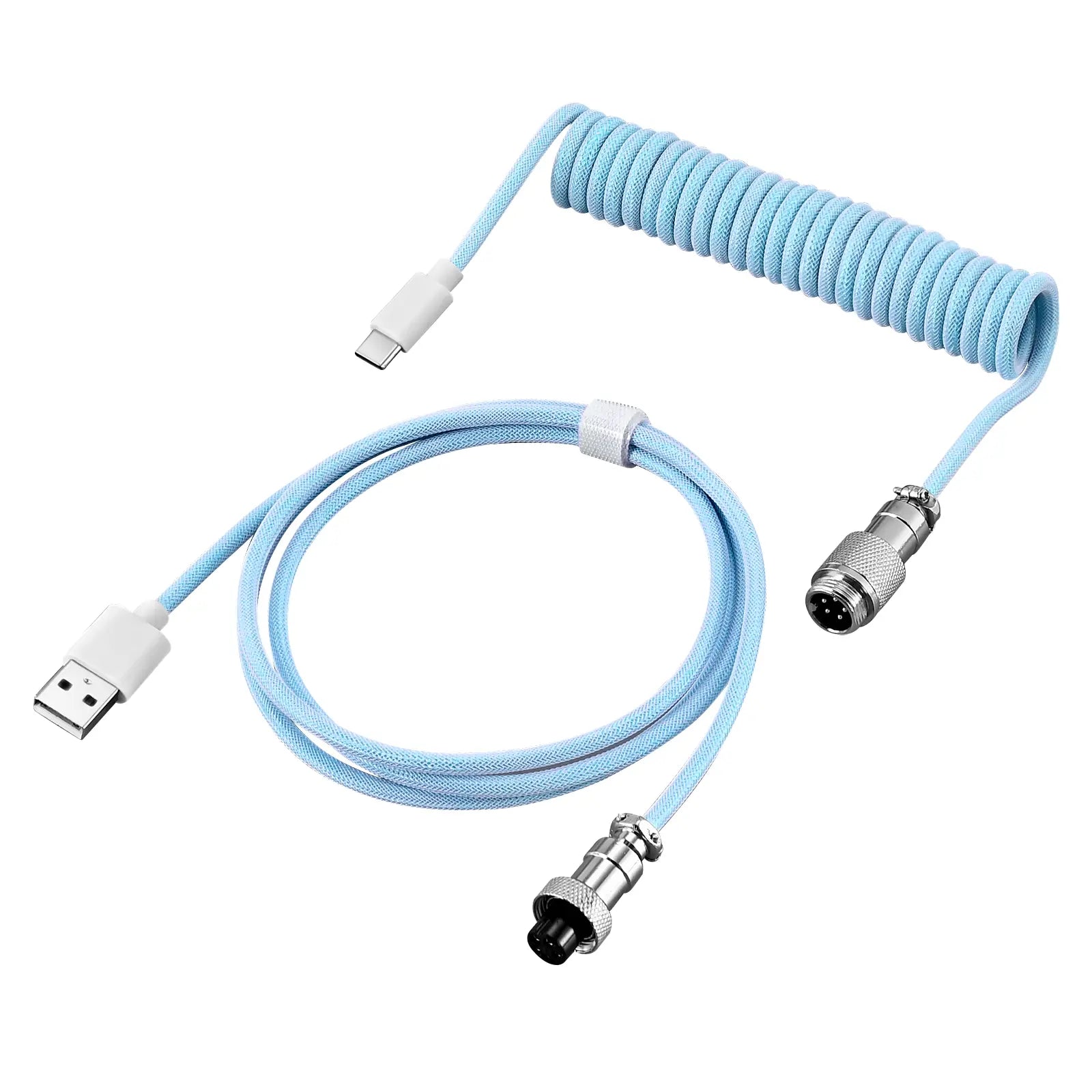 Coiled Aviator Cable for Mechanical Keyboard, USB-C Detachable Braided Cable, 8K Fast Response for Gaming Desk Setup