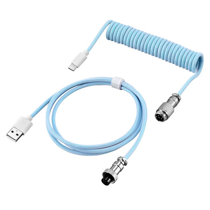 Coiled Aviator Cable for Mechanical Keyboard, USB-C Detachable Braided Cable, 8K Fast Response for Gaming Desk Setup