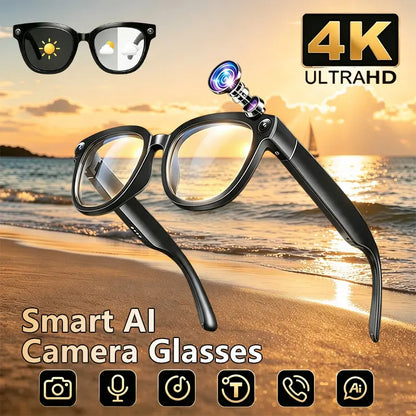 13MP Camera AI Smart Glasses with Chatgpt – 4K Photos & 2K Video, Real-Time Translator, Open-Ear Audio for Vlogging, Travel & Outdoor