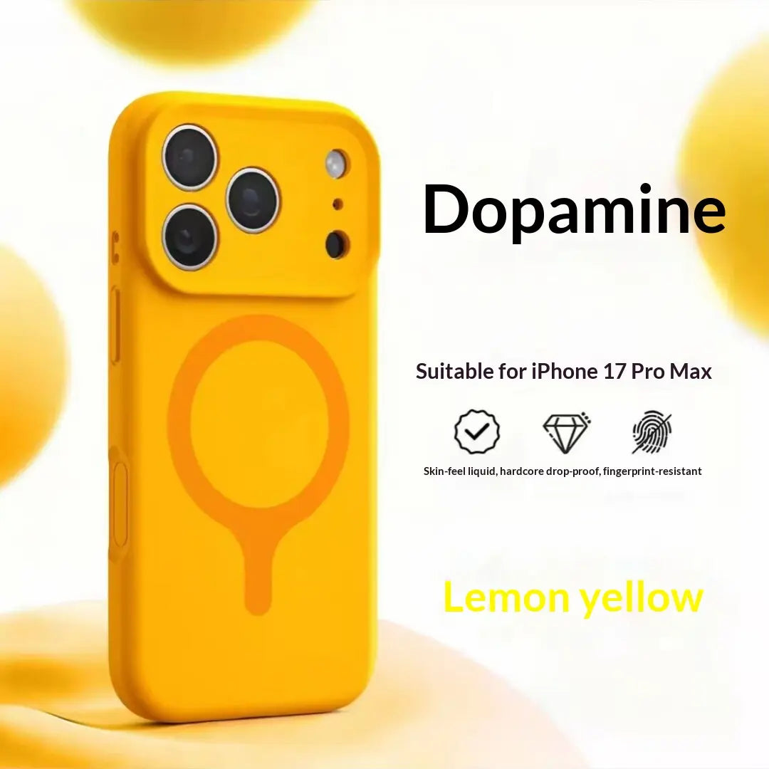 Suitable for 17Promax, Genuine Liquid Silicone Phone Case, Dopamine Racket Magnetic Ring, Ip16 Full Cover, Fits Ios