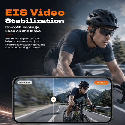 E12 Bone Conduction Wireless Audio Headphones, 8MP EIS Stabilized Camera, 160+ Languages Instant Translation, Touch & Button Control, IP65 Waterproof Sport Headsets for Outdoor Cycling Vlog Recording, Outdoor Gadgets Guys Gifts, Device