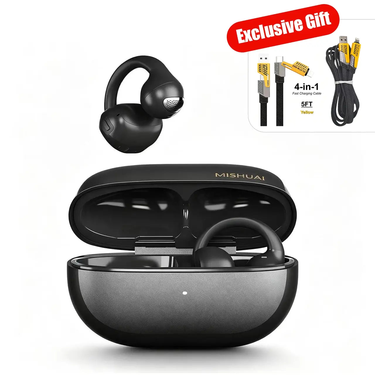 Flagship Open-Ear Headphones, Premium Quality & Comfortable Fit, Resistant Coating, Bluetooth 6.0, Dual Device Connection, Low Latency Gaming, 720° Immersive Spatial Sound, Waterproof & Sweatproof, HD Call Mic, for Tech Enthusiasts Office Sports Gaming, A
