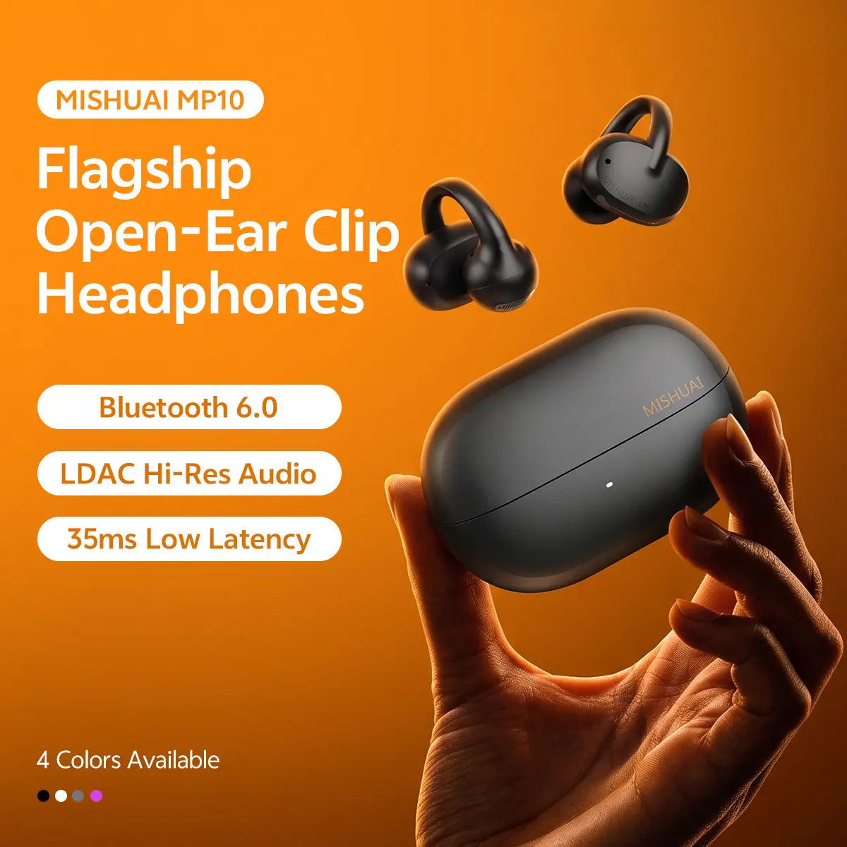 Flagship Open-Ear Headphones, Premium Quality & Comfortable Fit, Resistant Coating, Bluetooth 6.0, Dual Device Connection, Low Latency Gaming, 720° Immersive Spatial Sound, Waterproof & Sweatproof, HD Call Mic, for Tech Enthusiasts Office Sports Gaming, A