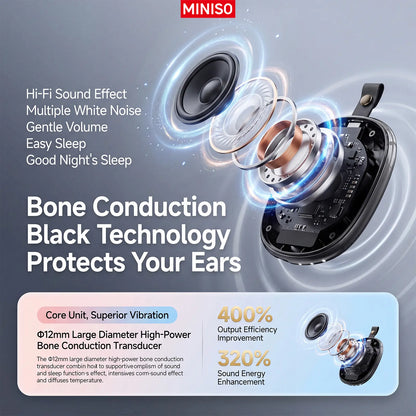 MINISO M105 Compact Wireless Bone Conduction Under-Pillow Sleep Speaker, Portable Hifi Waterproof Bluetooth Speaker with Built-In White Noise, 15H Standby, Stable Connection for Bedroom Camping, Wireless Speakers