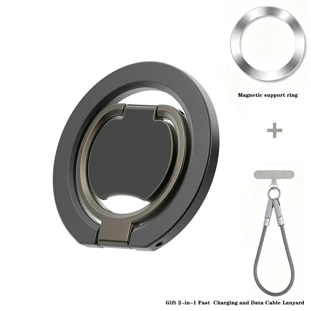 2-In-1 Magnetic Phone Ring Holder, 360° Rotatable Zinc Alloy Dual Magnet Grip, Magsafe-Compatible Universal Stand for Mobile Accessories, Smartphone Users, Easy Install, Secure Anti-Drop, Box Pack