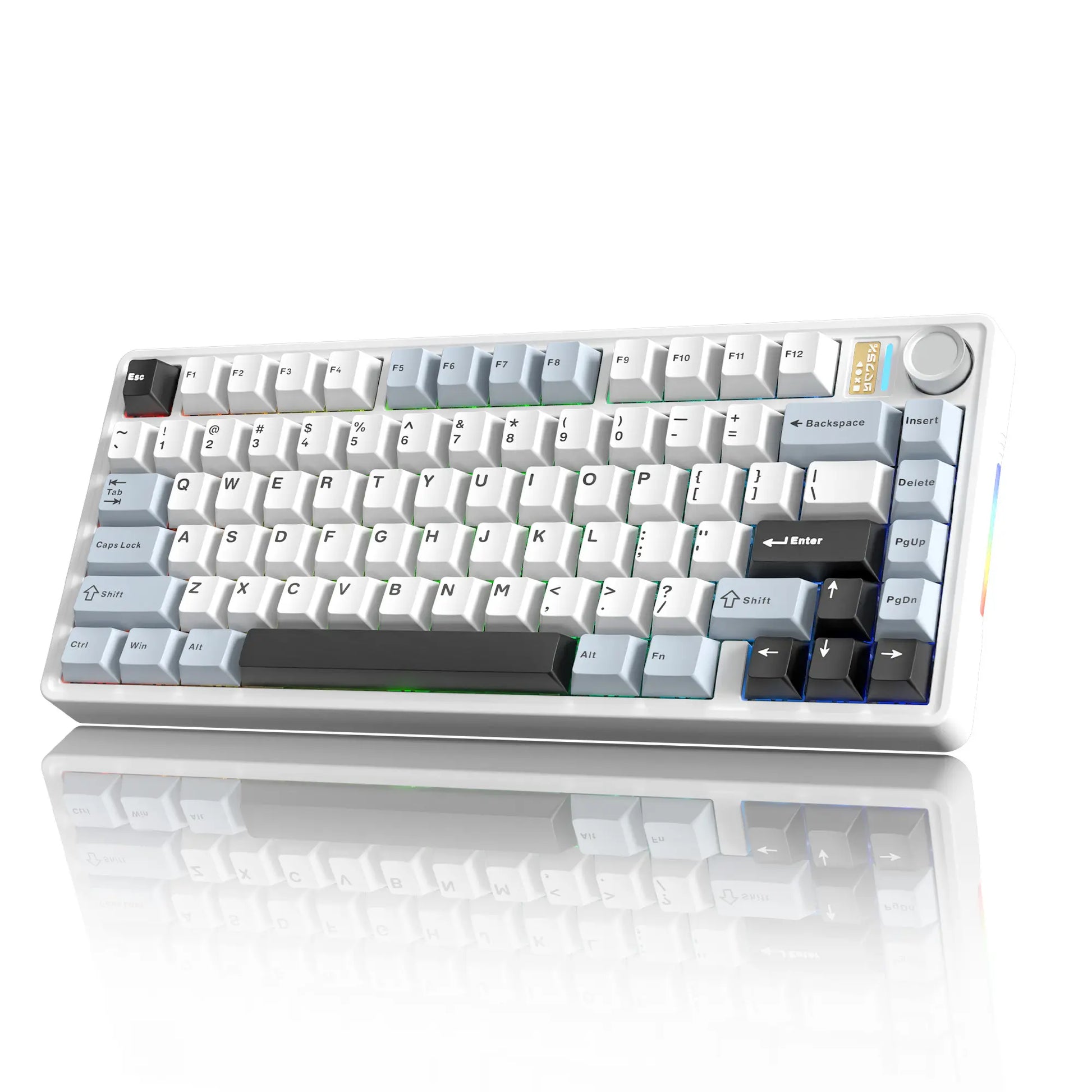 7KEYS BJ75 Wireless Mechanical Keyboard, 75% Gasket-Mount Gaming Keyboard with Volume Knob, Tri-Mode Connection (Bluetooth 5.0 / 2.4G / USB-C), Hot-Swappable Switches, RGB Backlight & Side Lighting, for Pc/Mac/Linux Tiktokshopbacktoschool