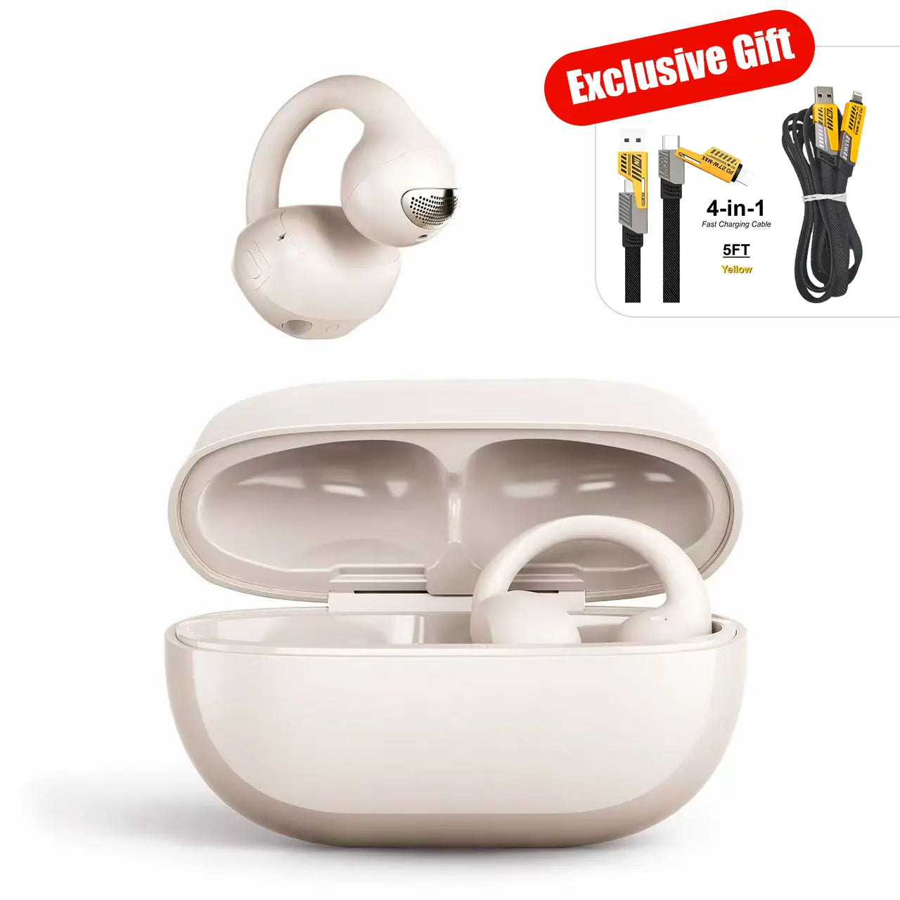 Flagship Open-Ear Headphones, Premium Quality & Comfortable Fit, Resistant Coating, Bluetooth 6.0, Dual Device Connection, Low Latency Gaming, 720° Immersive Spatial Sound, Waterproof & Sweatproof, HD Call Mic, for Tech Enthusiasts Office Sports Gaming, A