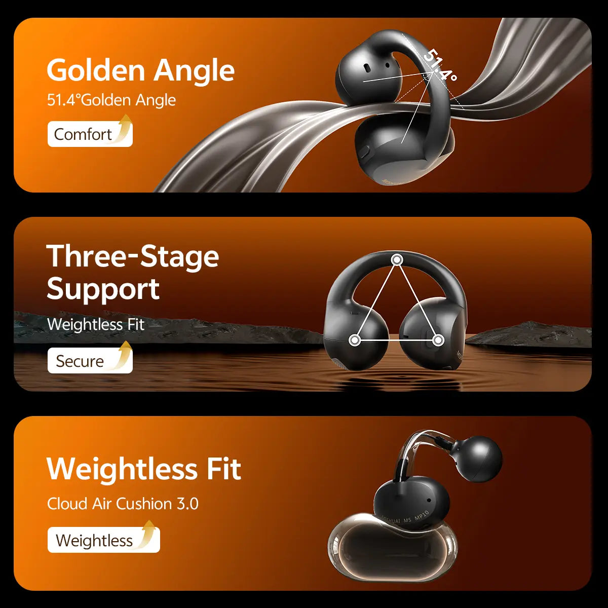 Flagship Open-Ear Headphones, Premium Quality & Comfortable Fit, Resistant Coating, Bluetooth 6.0, Dual Device Connection, Low Latency Gaming, 720° Immersive Spatial Sound, Waterproof & Sweatproof, HD Call Mic, for Tech Enthusiasts Office Sports Gaming, A