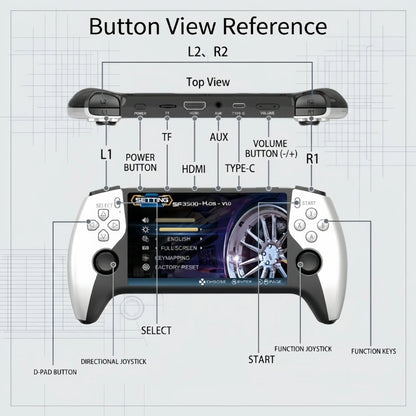 Sf3500 Retro Portable Handheld Console, Compact 5 Inch IPS HD Screen, Dual Joysticks, Compatible with Multiple Arcade Simulators, Ideal for Gaming Lovers
