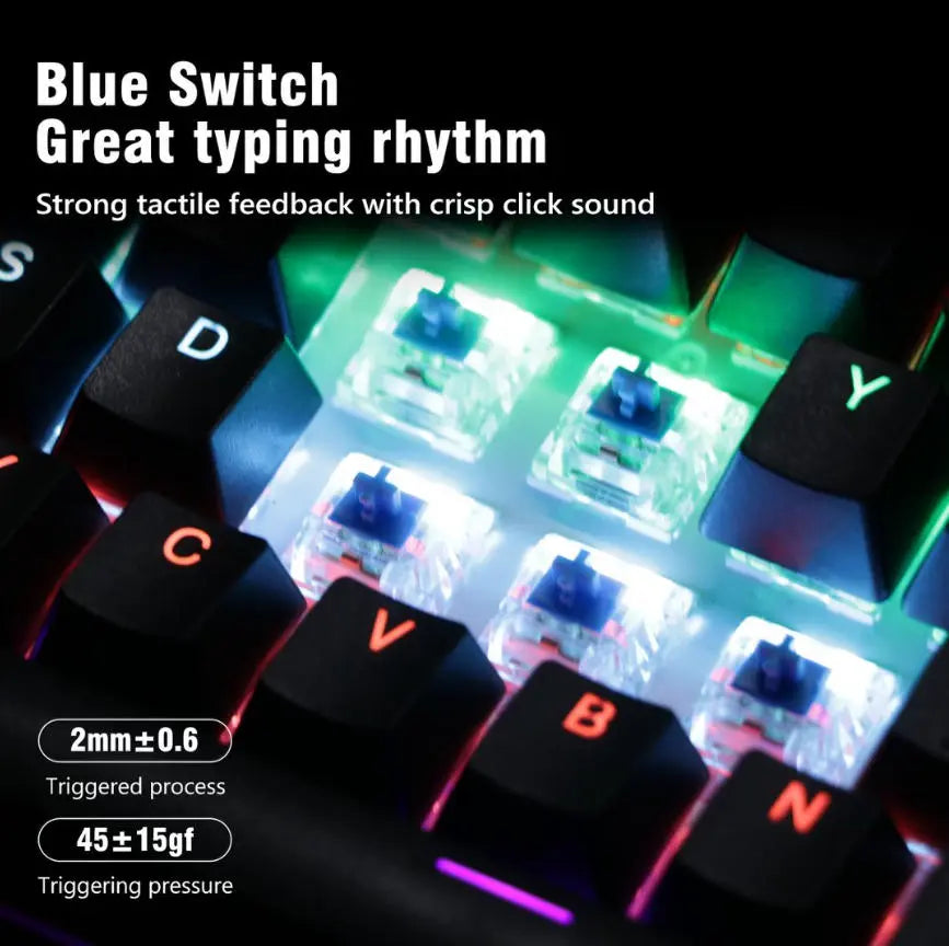 KAVLORN KL61 60% Hot Swappable Mechanical Keyboard, 61 Keys RGB Backlit Wired Gaming Keyboard, Blue Switch PBT Keycaps, Compact Mini Keyboard for PC Mac Laptop Gamers