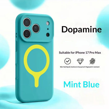 Suitable for 17Promax, Genuine Liquid Silicone Phone Case, Dopamine Racket Magnetic Ring, Ip16 Full Cover, Fits Ios