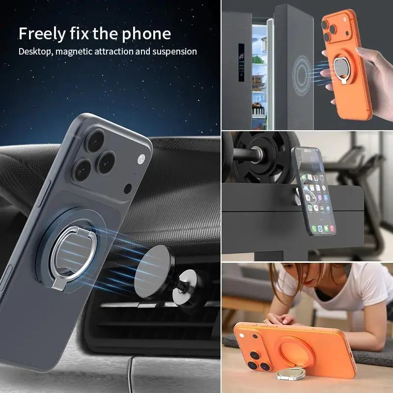2-In-1 Magnetic Phone Ring Holder, 360° Rotatable Zinc Alloy Dual Magnet Grip, Magsafe-Compatible Universal Stand for Mobile Accessories, Smartphone Users, Easy Install, Secure Anti-Drop, Box Pack