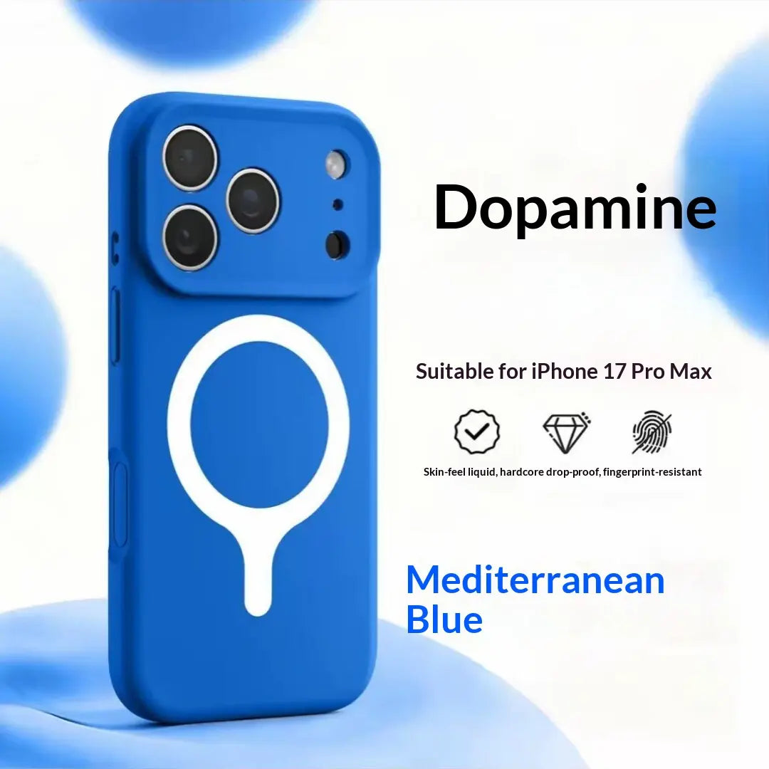 Suitable for 17Promax, Genuine Liquid Silicone Phone Case, Dopamine Racket Magnetic Ring, Ip16 Full Cover, Fits Ios