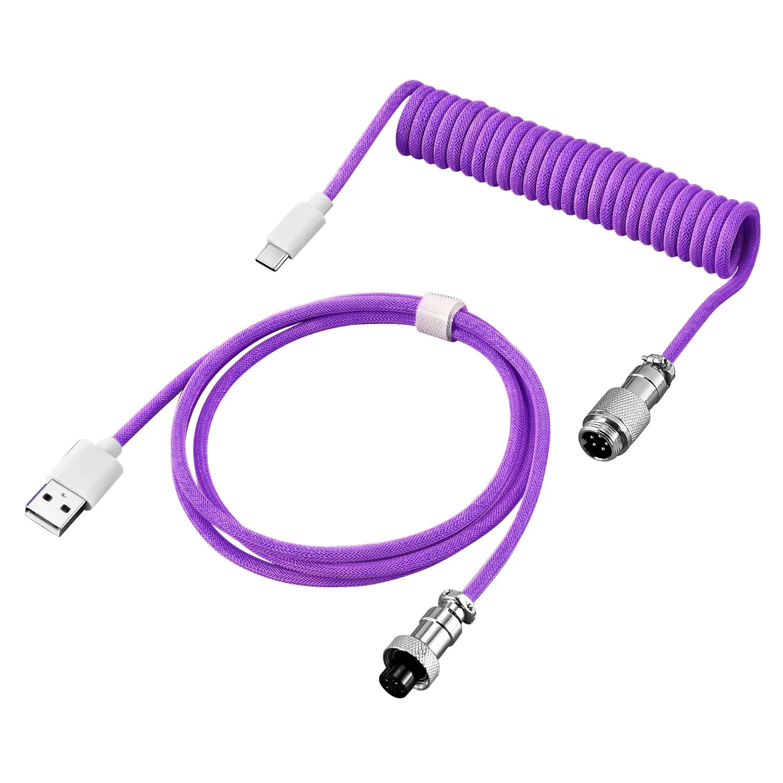 Coiled Aviator Cable for Mechanical Keyboard, USB-C Detachable Braided Cable, 8K Fast Response for Gaming Desk Setup