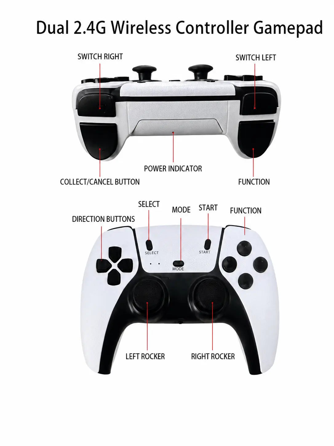 Retro Gaming Console for TV, Classic Wireless Game System, Plug & Play Home Entertainment Device, Built-In Classic Games, Dual Wireless Controllers, Gaming Gift for Kids & Adults