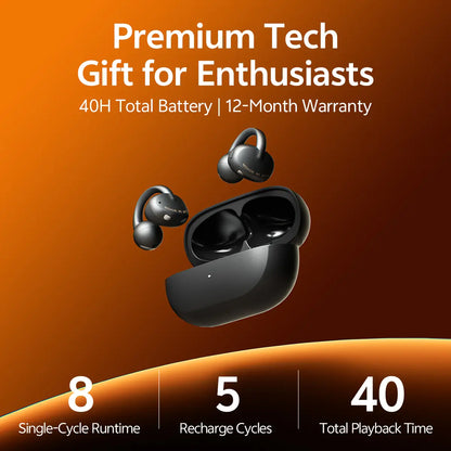 Flagship Open-Ear Headphones, Premium Quality & Comfortable Fit, Resistant Coating, Bluetooth 6.0, Dual Device Connection, Low Latency Gaming, 720° Immersive Spatial Sound, Waterproof & Sweatproof, HD Call Mic, for Tech Enthusiasts Office Sports Gaming, A