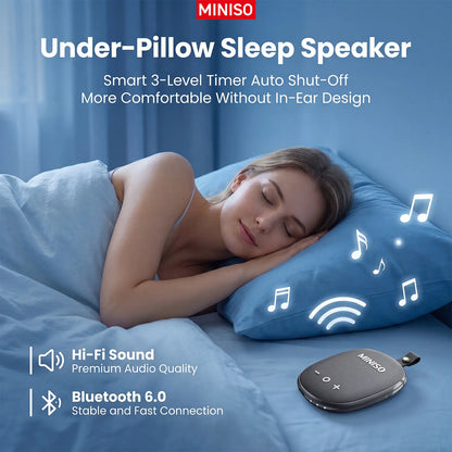 MINISO M105 Compact Wireless Bone Conduction Under-Pillow Sleep Speaker, Portable Hifi Waterproof Bluetooth Speaker with Built-In White Noise, 15H Standby, Stable Connection for Bedroom Camping, Wireless Speakers