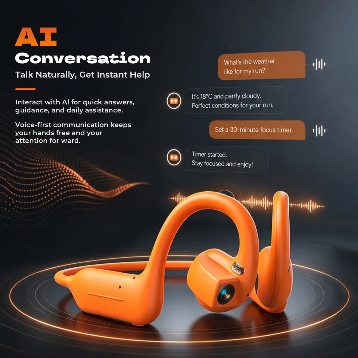 E12 Bone Conduction Wireless Audio Headphones, 8MP EIS Stabilized Camera, 160+ Languages Instant Translation, Touch & Button Control, IP65 Waterproof Sport Headsets for Outdoor Cycling Vlog Recording, Outdoor Gadgets Guys Gifts, Device