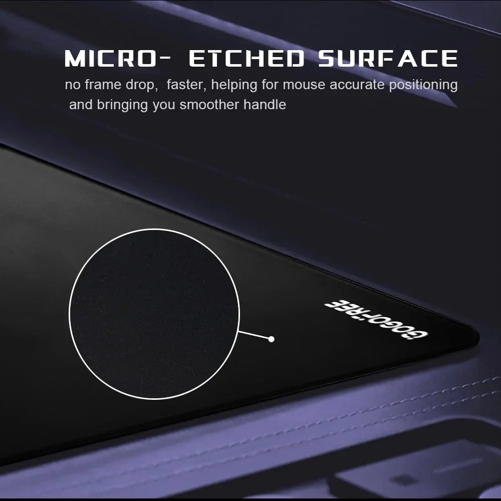 GOGOFREE Glass Gaming Mouse Pad - XL Size 19.7X15.7" Premium Tempered Glass Desk Mat, Micro-Etched Surface for Top Speed, Control & Precise Aim, Water-Resistant, Low-Friction, Non-Slip, Durable Esports Computer Gamer Accessory, Gaming Desk Mat, Glass Mous