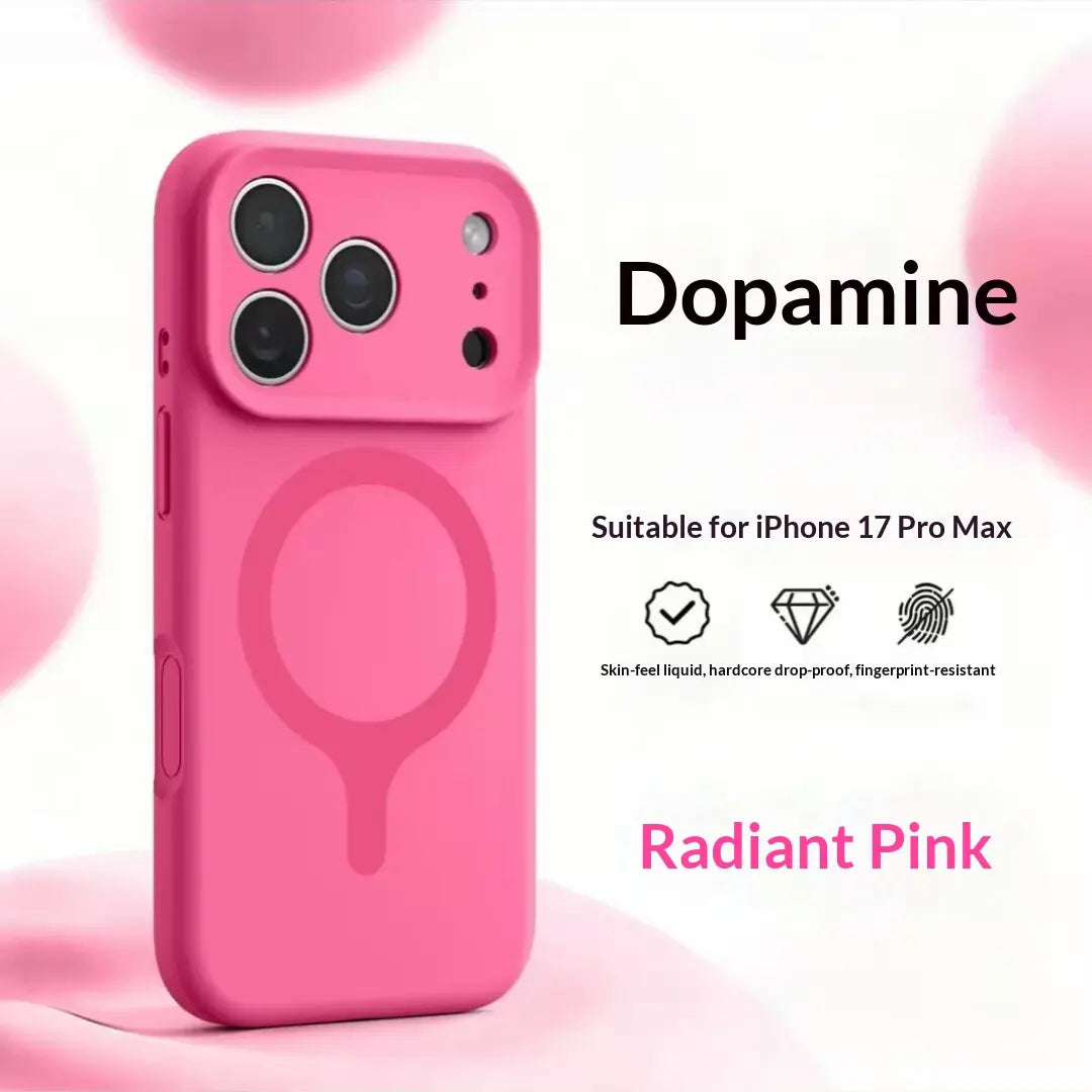 Suitable for 17Promax, Genuine Liquid Silicone Phone Case, Dopamine Racket Magnetic Ring, Ip16 Full Cover, Fits Ios