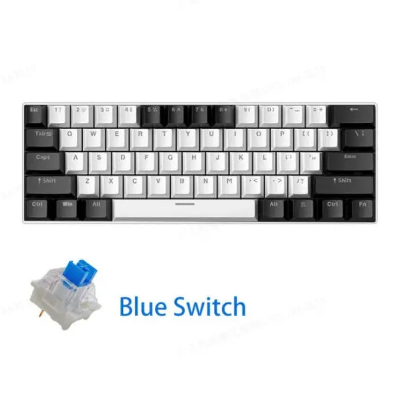 KAVLORN KL61 60% Hot Swappable Mechanical Keyboard, 61 Keys RGB Backlit Wired Gaming Keyboard, Blue Switch PBT Keycaps, Compact Mini Keyboard for PC Mac Laptop Gamers