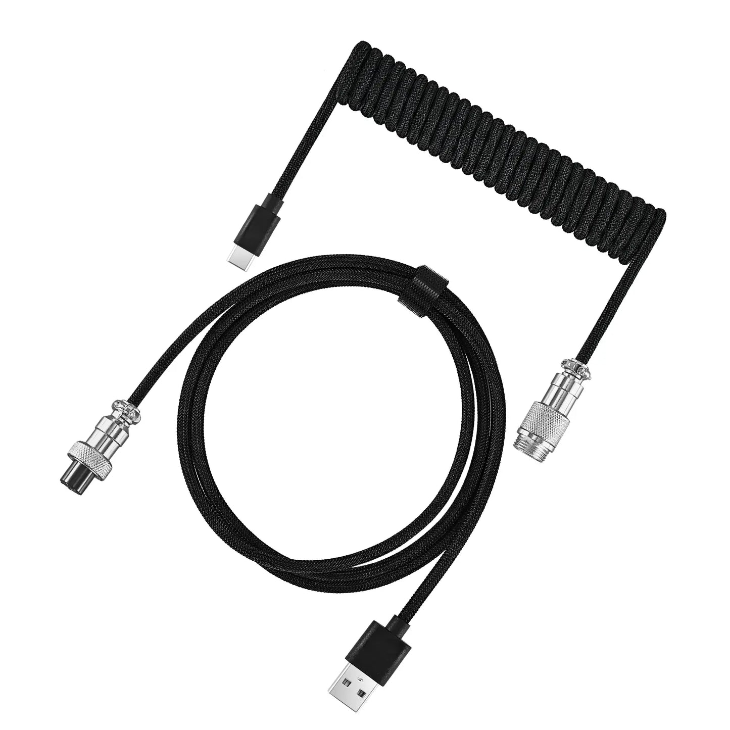 Coiled Aviator Cable for Mechanical Keyboard, USB-C Detachable Braided Cable, 8K Fast Response for Gaming Desk Setup