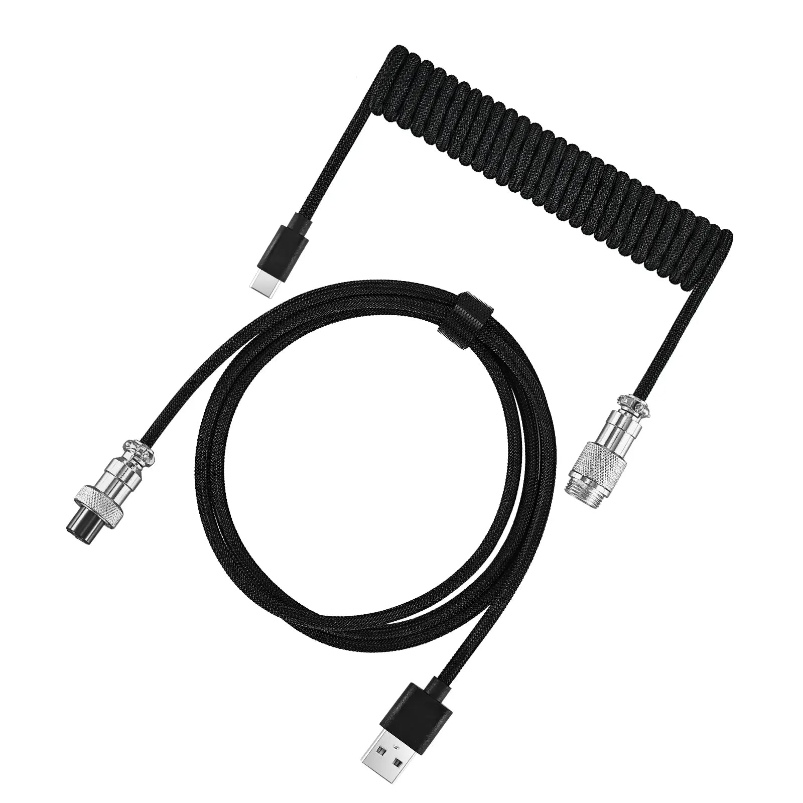Coiled Aviator Cable for Mechanical Keyboard, USB-C Detachable Braided Cable, 8K Fast Response for Gaming Desk Setup