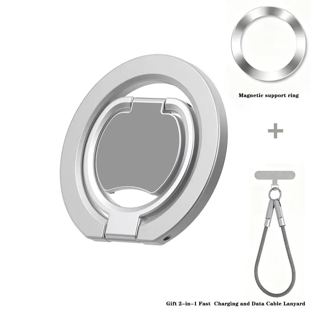 2-In-1 Magnetic Phone Ring Holder, 360° Rotatable Zinc Alloy Dual Magnet Grip, Magsafe-Compatible Universal Stand for Mobile Accessories, Smartphone Users, Easy Install, Secure Anti-Drop, Box Pack