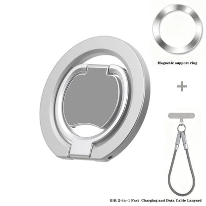 2-In-1 Magnetic Phone Ring Holder, 360° Rotatable Zinc Alloy Dual Magnet Grip, Magsafe-Compatible Universal Stand for Mobile Accessories, Smartphone Users, Easy Install, Secure Anti-Drop, Box Pack