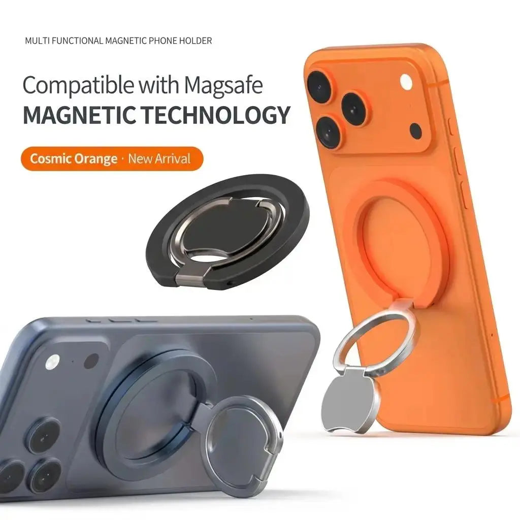 2-In-1 Magnetic Phone Ring Holder, 360° Rotatable Zinc Alloy Dual Magnet Grip, Magsafe-Compatible Universal Stand for Mobile Accessories, Smartphone Users, Easy Install, Secure Anti-Drop, Box Pack