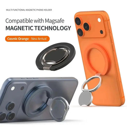 2-In-1 Magnetic Phone Ring Holder, 360° Rotatable Zinc Alloy Dual Magnet Grip, Magsafe-Compatible Universal Stand for Mobile Accessories, Smartphone Users, Easy Install, Secure Anti-Drop, Box Pack