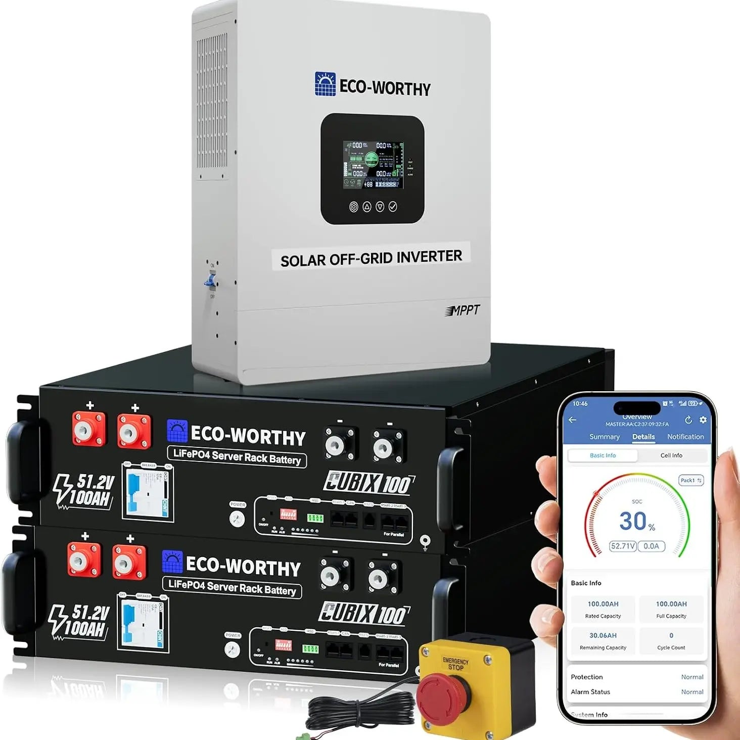 ECO-WORTHY Portable Power Station with Lifepo4 Cells, 5120Wh Large Capacity Battery Pack, 5000W AC Power Supply Inverter, 1Hr/2.5Hr Fast Charging, Bluetooth & Wifi App Control, Home Backup Emergency Solution