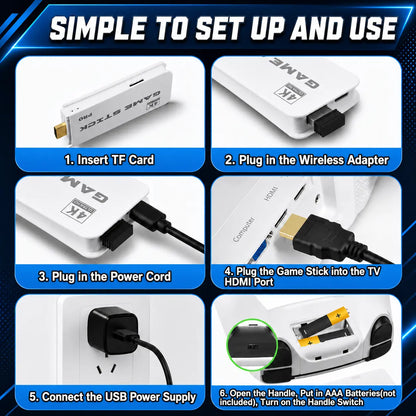 Retro Gaming Console for TV, Classic Wireless Game System, Plug & Play Home Entertainment Device, Built-In Classic Games, Dual Wireless Controllers, Gaming Gift for Kids & Adults